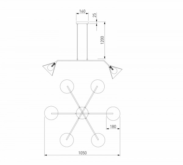 Подвесной светильник со стеклянными плафонами 70161/6 черный Eurosvet Enigma