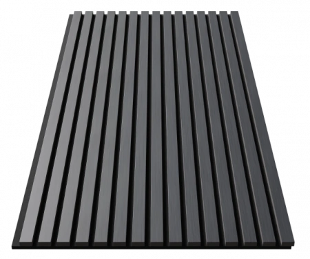 Акустическая панель, черный войлок, 1200х600х21мм, рейки МДФ, шпон дуб антрацит темно-серый