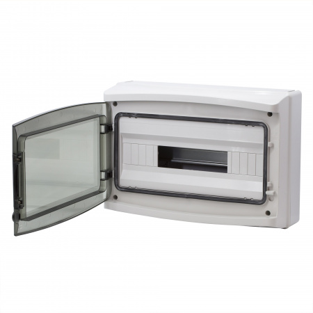 DKC Щиток настенный с дверцей 18 мод.,IP65, серый, с клеммным блоком 63А