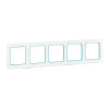 EKF Стокгольм Рамка 5-местная белая с линией цвета синий