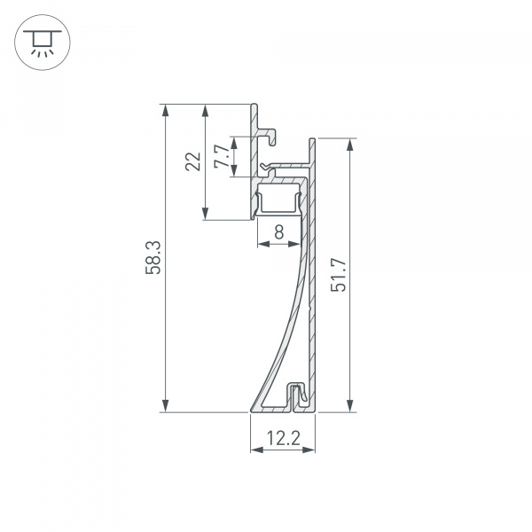 Профиль PLINTUS-H58-F-2000 WHITE (Arlight, Алюминий)