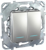 Schneider Electric Unica Top Алюминий Выключатель 2-клавишный (сх.5) с подсветкой