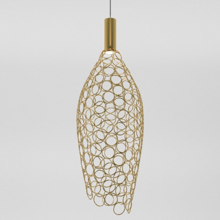 Подвесной светодиодный светильник с металлическим плафоном 90380/1 золото Eurosvet Ruche