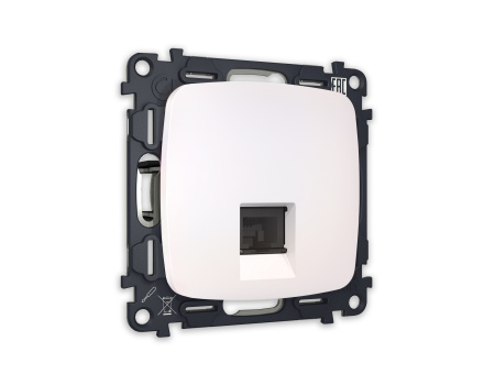 Комплект механизма компьютерной розетки OMEGA MO212010 Жемчуг RJ-45(8P8C) CAT6 с защитной шторкой QUANT