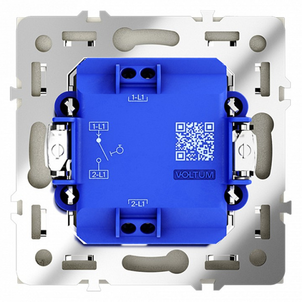 Выключатель с самовозвратом встраиваемый VOLTUM S70 одноклавишный 10А, (сталь)