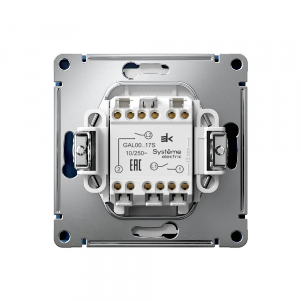 Systeme Electric ArtGallery Аквамарин Выключатель 2-клавишный кнопочный, 10АХ, механизм, быстрозажим. клем.