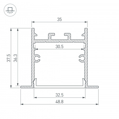 Arlight Профиль SL-LINIA49S-F-2000 ANOD BLACK (Алюминий)