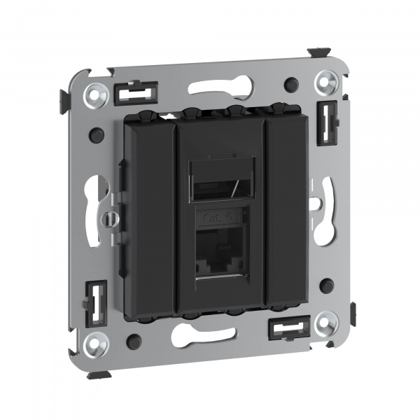 DKC Avanti Черный матовый Компьютерная розетка RJ-45 один  категория 6А