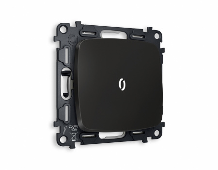 Комплект механизма 1-клавишного выключателя с подсветкой 5600K OMEGA MO802015 Черный матовый QUANT