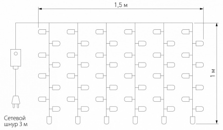 Гирлянда 'Занавес' теплый белый 1,5*1м IP20 200-001 теплый белый Eurosvet 200-001