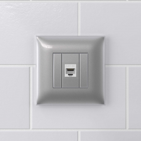 DKC Avanti Компьютерная розетка RJ-45 без шторки в стену, кат.5е одинарная, Закаленная сталь