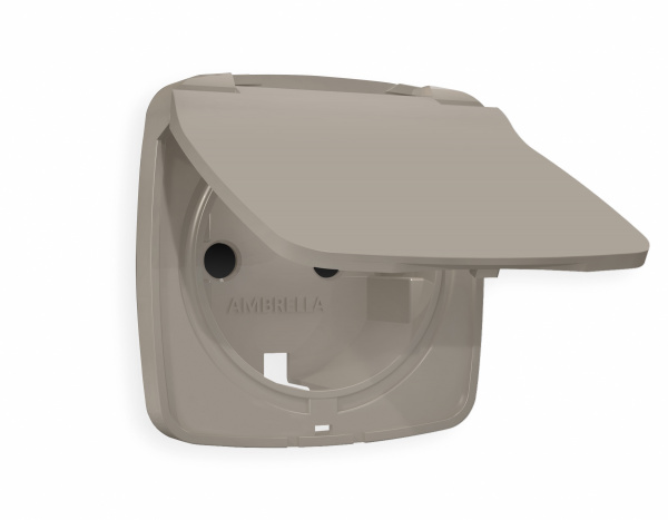 Лицевая панель OMEGA (Серо-бежевый матовый) для электрической розетки с/з со шторками и крышкой IP44 QUANT OP3680