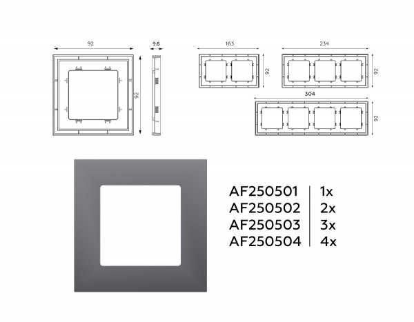 Рамка ALFA Qubi (Сталь матовый) 4-ая AF250504