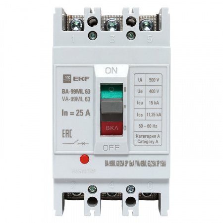 EKF Basic Автоматический выключатель ВА-99МL 63/ 25А 3P 15кА