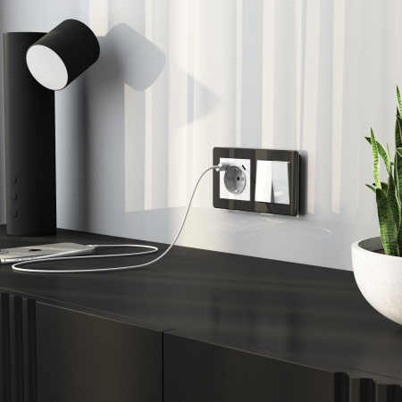 Выключатель двухклавишный проходной (белый акрил) W1122041