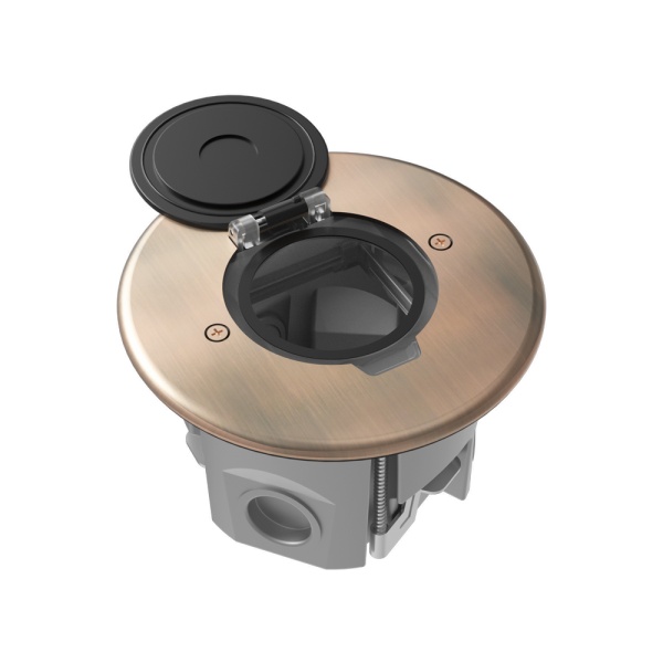 Лючок Surface 2 мод. (1 мод. 45х45 мм.), круглый, круглая крышка, красная медь, IP44, (с уст. набором