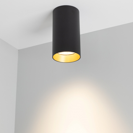 Arlight Светильник накладной SP-POLO-R85-1-15W Warm White 40deg (Black, Gold Ring) (IP20 Металл, 3 года)