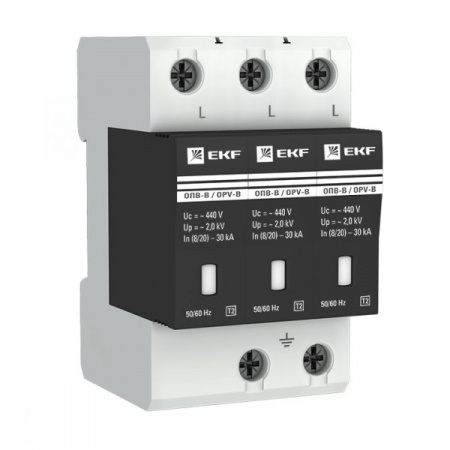 EKF PROxima Ограничитель импульсных напряжений ОПВ-B/3P In 30кА 400В с сигн.