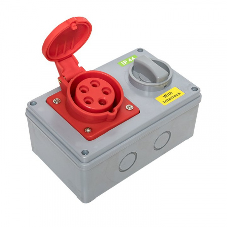 EKF Розетка с блокировкой и выключателем 1415 3Р+РЕ+N 16А 380В IP44