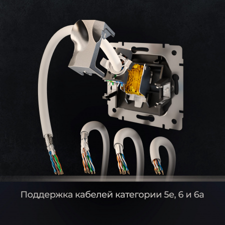 Розетка Ethernet RJ-45 cat. 6A экранированная (черный матовый) W5120108