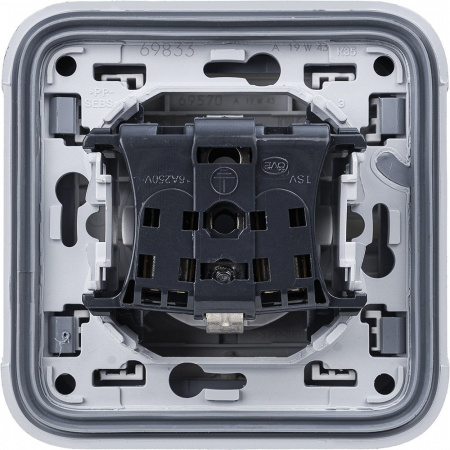 Legrand Plexo Серый Розетка с/з с крышкой,2К+З,16А,230В,винтовой зажим,встраиваемая,в сборе IP55