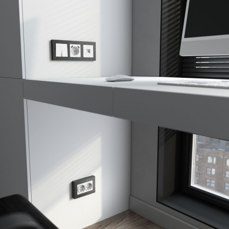 Рамка из поликарбоната для двойной розетки Hammer черный W0082408