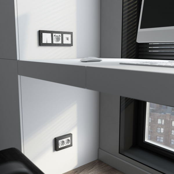 Рамка из поликарбоната для двойной розетки Hammer черный W0082408