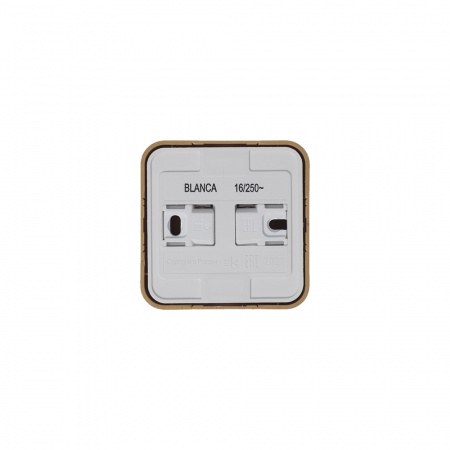 SE Blanca наруж Ясень Розетка с/з со шторками 16А, 250В, изолир. пластина