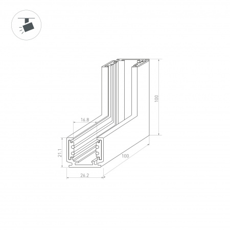 Коннектор L-образный внутренний Arlight Mag-Orient-Con-2620-L90-INT 036022