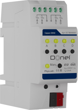 Donel KNX Бинарный вход 4-канальный, DCTBI040001