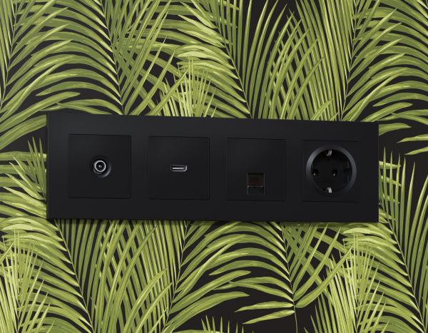 Лицевая панель ALFA (Черный матовый) для HDMI розетки QUANT AP8140