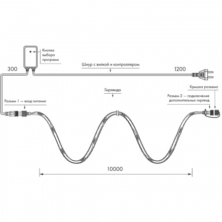 Arlight Светодиодная гирлянда ARD-STRING-HOME-10000-WHITE-99LED-RUN WARM (230V, 10.5W) (Ardecoled, IP20)