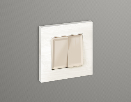 Лицевая панель ALFA (Бежевый глянец) для 2-клавишных выключателей QUANT AP3030