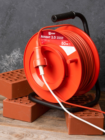EKF PROxima Удлинитель на катушке "Атлант 2.0" 1 гнездо 50м без заземления  ПВС 2*1 10А/2,2кВт