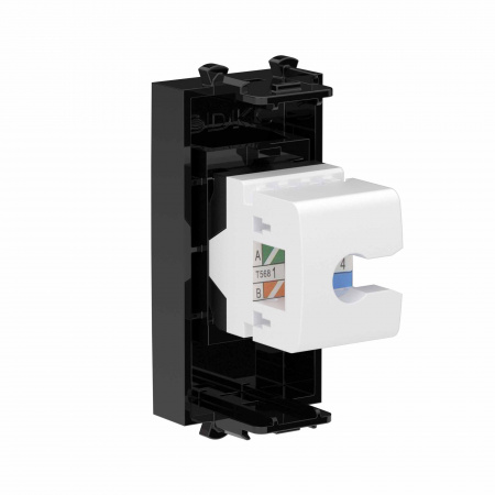 DKC Avanti Компьютерная розетка RJ-45 без шторки модульная, кат.6А, Черный квадрат, 1 модуль
