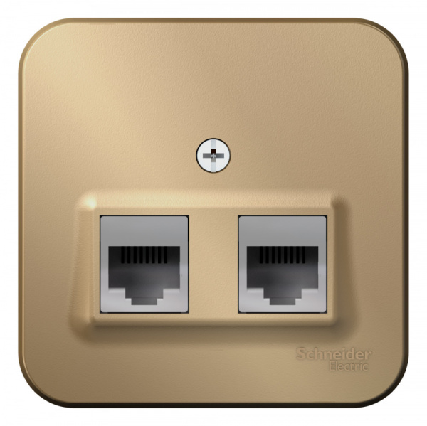 SE Blanca наруж Титан Розетка 2-ая ТЛФ/КОМП, RJ45+RJ11, кат.5E, изолир. пластина
