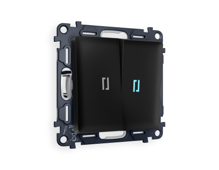 Комплект механизма 2-клавишного выключателя с подсветкой 10000K ALFA MA804020 Черный матовый QUANT