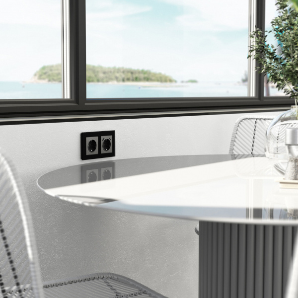 Рамка из стекла на 2 поста Senso черный soft-touch W0023108