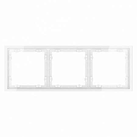 Рамка пластиковая VOLTUM S70 на 3 поста, (белый глянцевый)