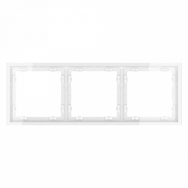 Рамка пластиковая VOLTUM S70 на 3 поста, (белый глянцевый)