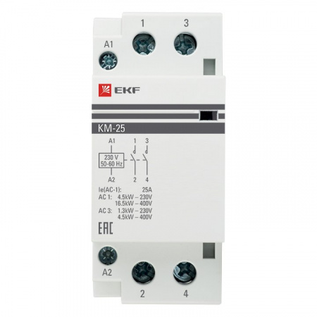EKF PROxima Контактор модульный КМ 25А 2NО (2 мод.)