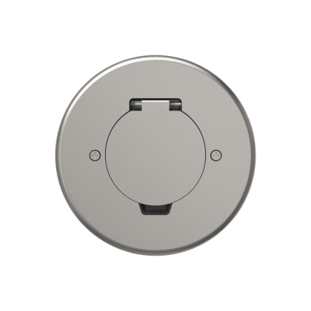 Лючок Surface 2 мод. (1 мод. 45х45 мм.), круглый, круглая крышка, никель, IP44, (с уст. набором)