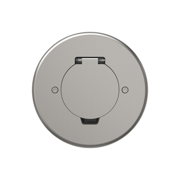 Лючок Surface 2 мод. (1 мод. 45х45 мм.), круглый, круглая крышка, никель, IP44, (с уст. набором)