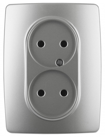 ЭРА 12-2107-03 Розетка 2X2P, 16A-250В, IP20, 12, Алюминий