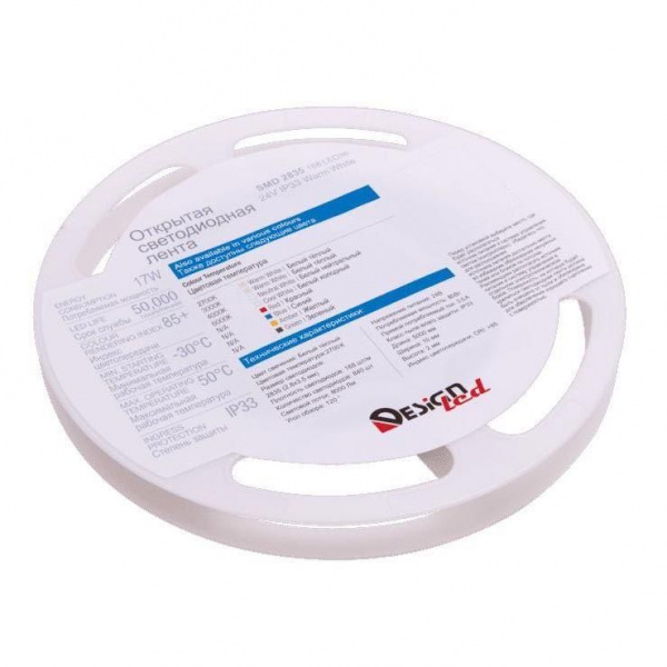 Светодиодная влагозащищенная лента DesignLed 17W/m 168LED/m 2835SMD теплый белый 5M 001821