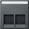 SE Merten SM Антрацит Накладка розетки ТЛФ/комп 2-ой прямой