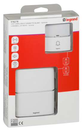 Legrand Звонок беспроводной - комплект "Премиум" - 30 рингтонов - дальность 200 м - цвет белый