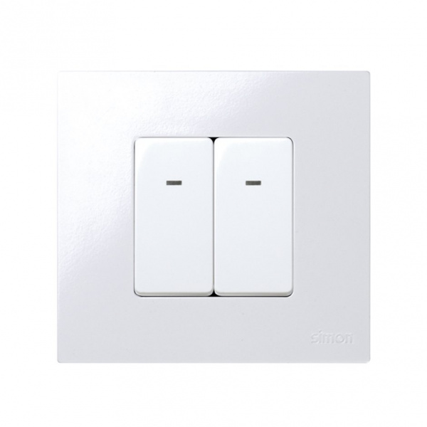 Simon 27 Мех Белый Выключатель однополюсный узкий с контрольной подсветкой, 10А 250В, S27