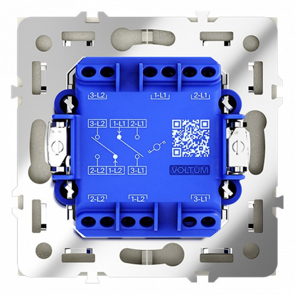 Проходной переключатель встраиваемый VOLTUM S70 двухклавишный 10А, (сталь)