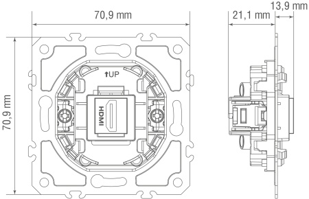 Donel Механизм HDMI 2.0a, разъем Type A 180° 4K Full HD @ 60 Hz 3D, HDR, серия D16, DO20200